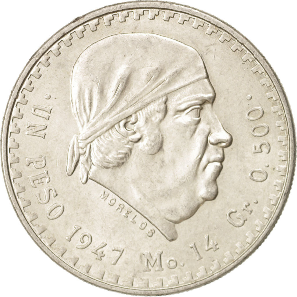 Mexico, Peso, 1947, Mexico City, AU(55-58), Silver, KM:456
