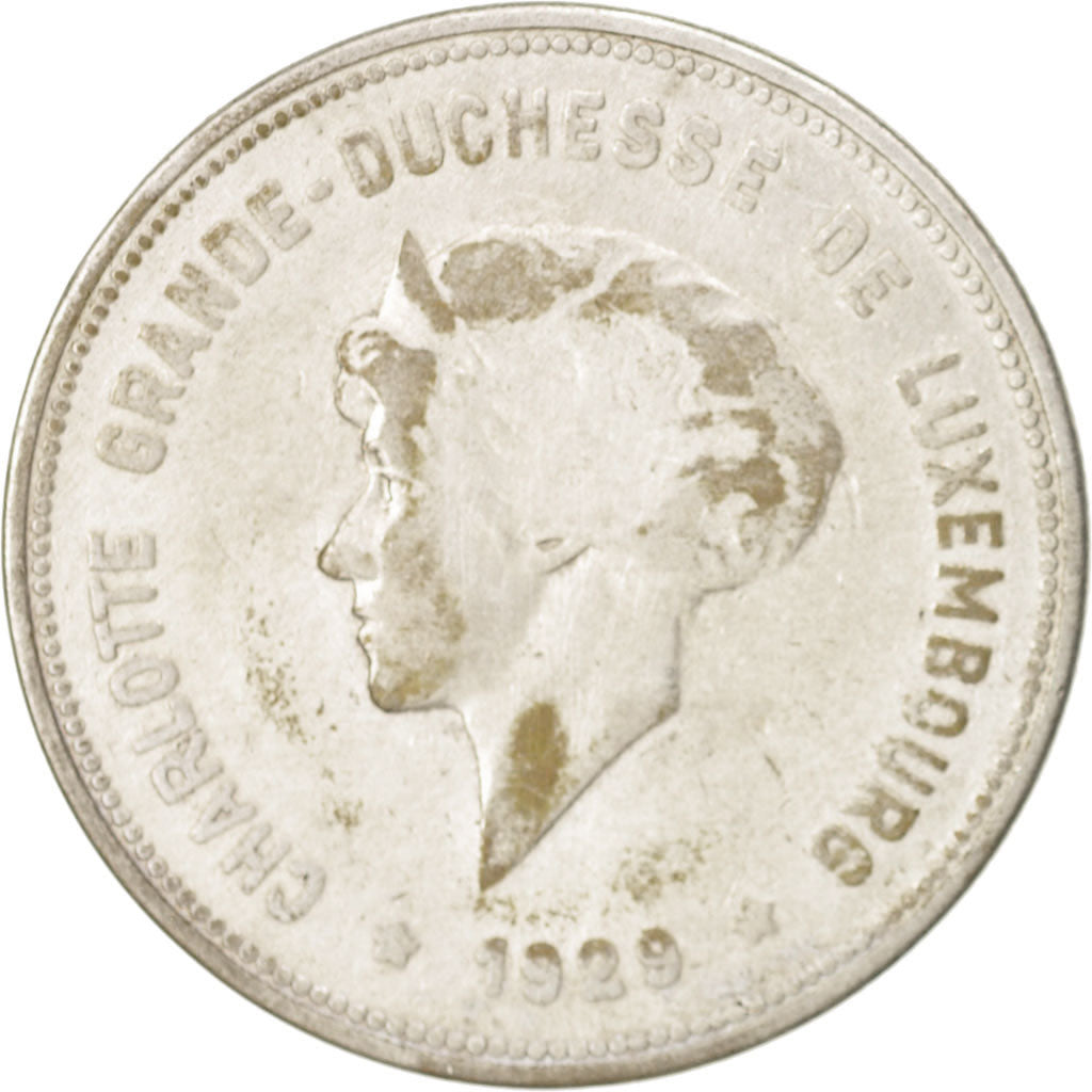 Luxembourg, Charlotte, 5 Francs, 1929, VF(30-35), Silver, KM:38