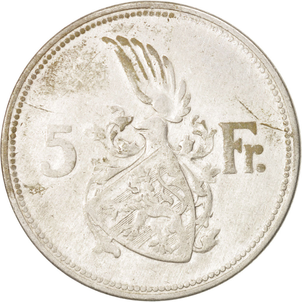 Luxembourg, Charlotte, 5 Francs, 1929, VF(30-35), Silver, KM:38