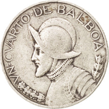 Moneda, Panamá, 1/4 Balboa, 1947, MBC, Plata, KM:11.1