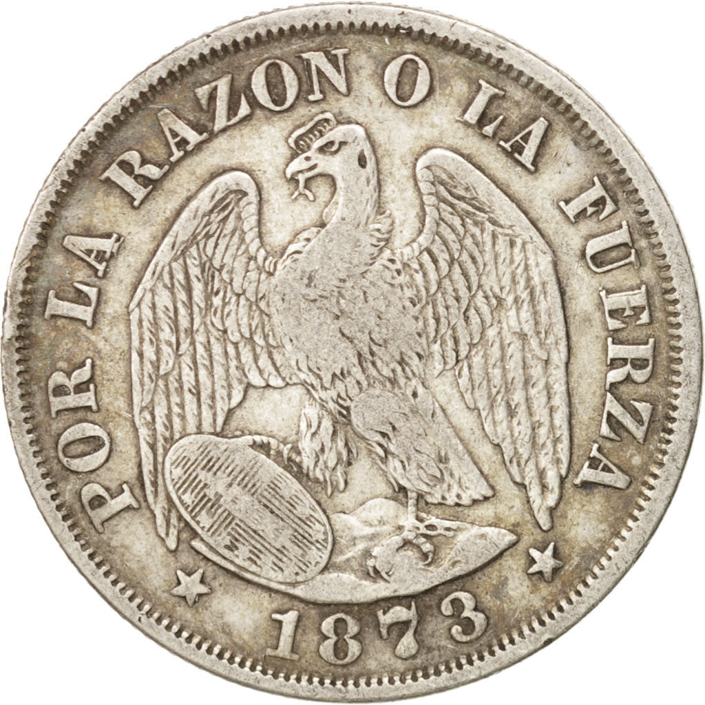 Chile, 20 Centavos, 1873, MBC, Plata, KM:138.1