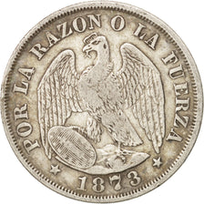 Chile, 20 Centavos, 1873, MBC, Plata, KM:138.1