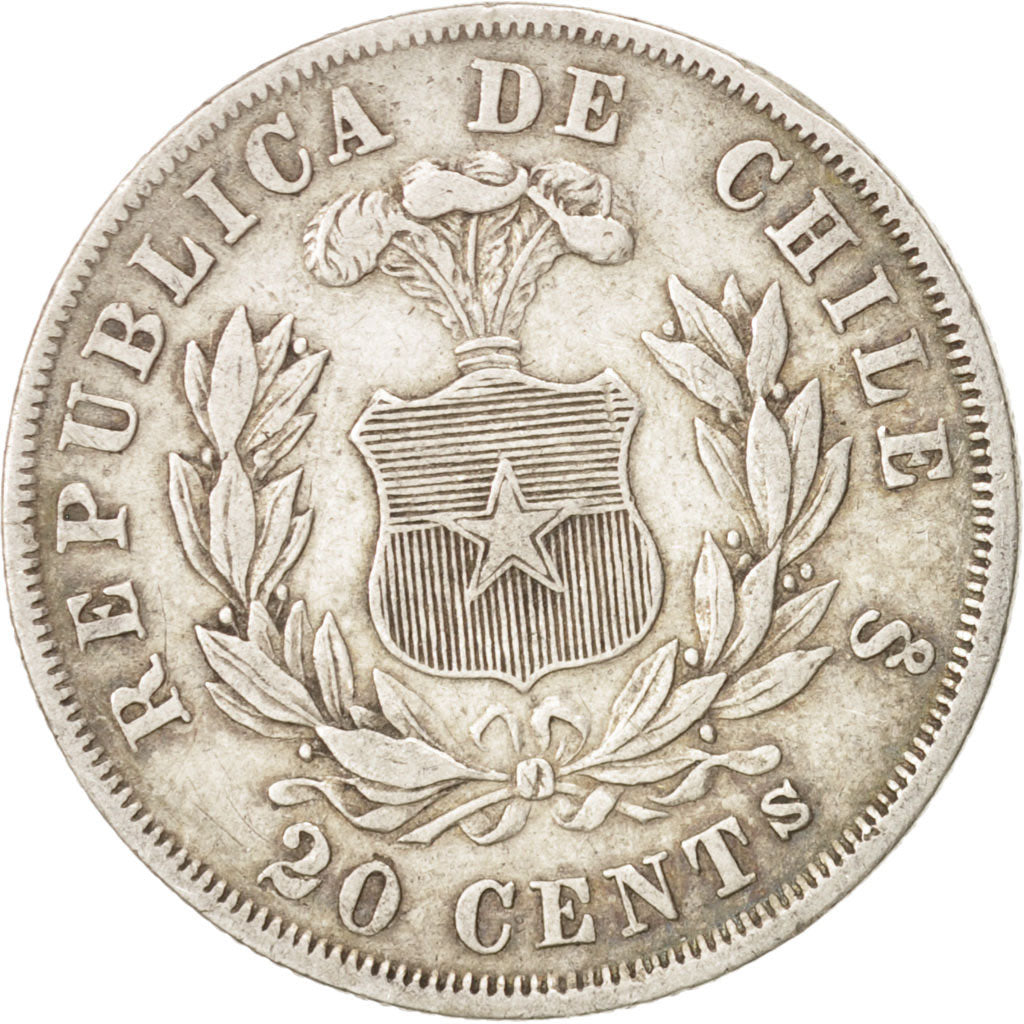 Chile, 20 Centavos, 1873, MBC, Plata, KM:138.1