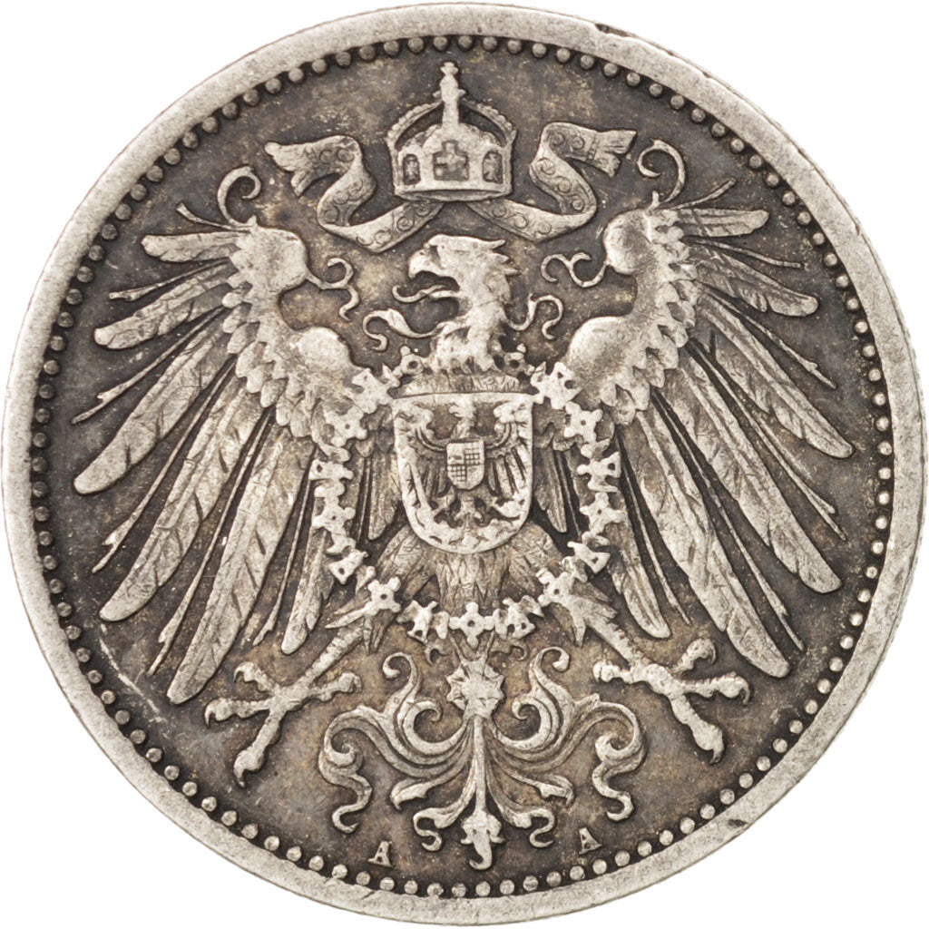 Coin, GERMANY - EMPIRE, Wilhelm II, Mark, 1909, Berlin, AU(50-53), Silver, KM:14