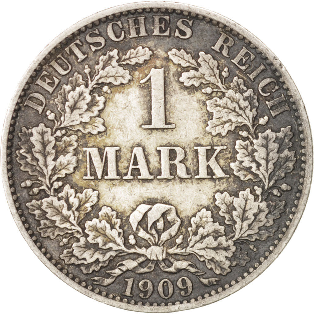 Coin, GERMANY - EMPIRE, Wilhelm II, Mark, 1909, Berlin, AU(50-53), Silver, KM:14