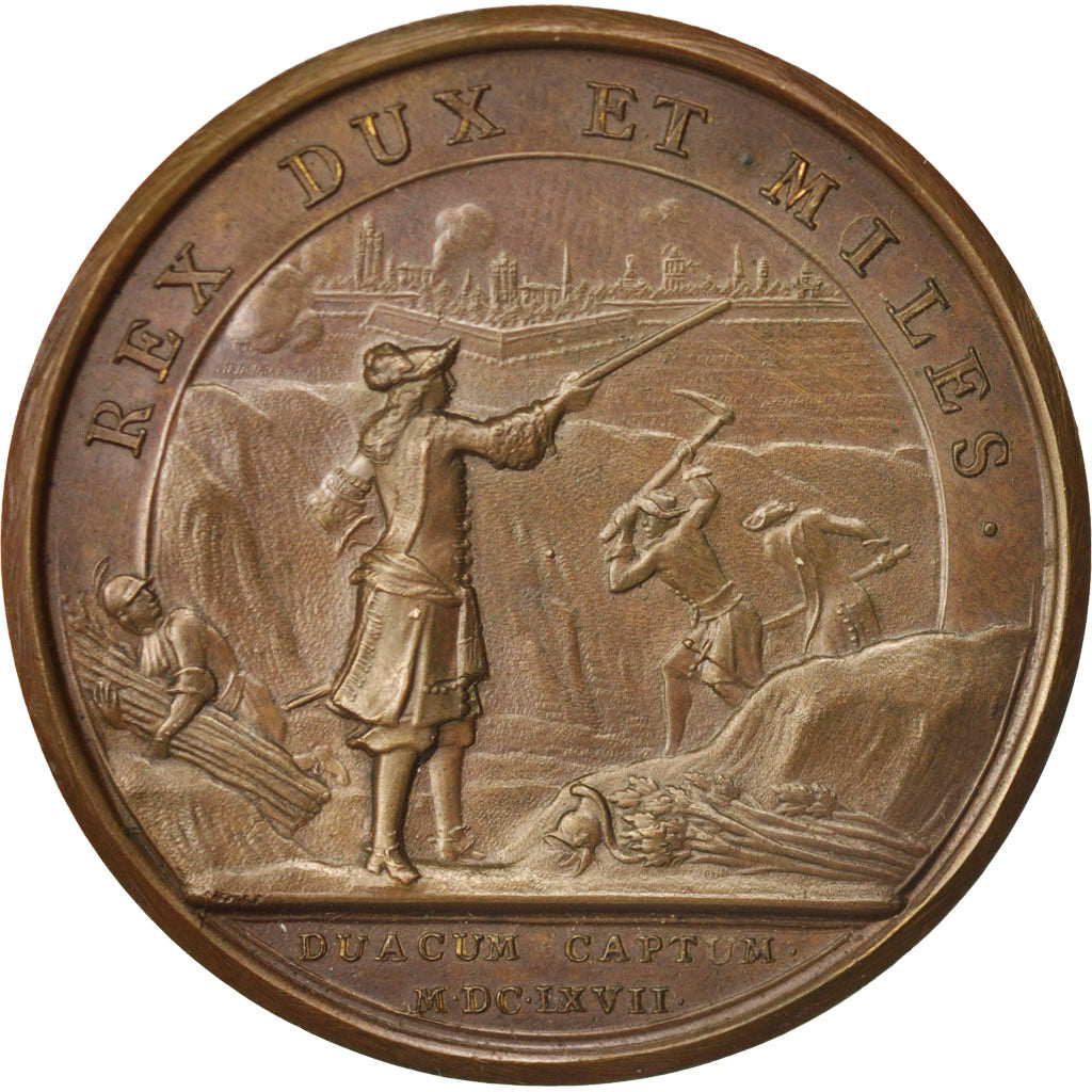France, Medal, Prise de Douai, Louis XIV, History, 1667, Mauger, AU(55-58)