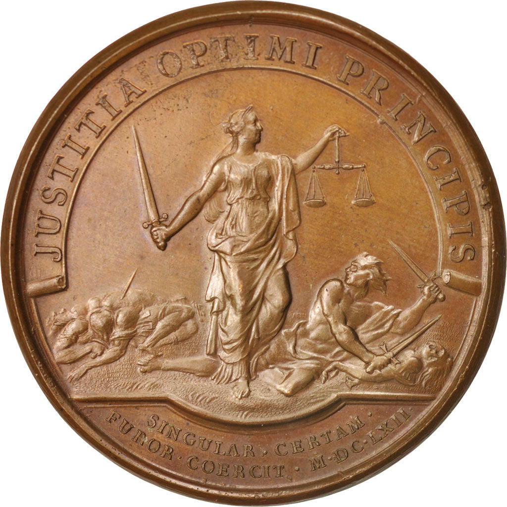 Francia, Medal, Le duel aboli, Louis XIV, History, 1662, Mauger, EBC, Bronce