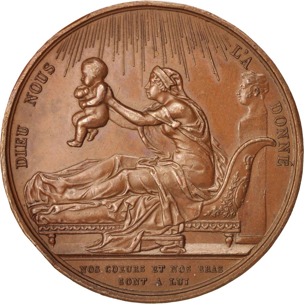 Frankreich, Medal, Birth of the Comte de Chambord, Louis XVIII, Politics