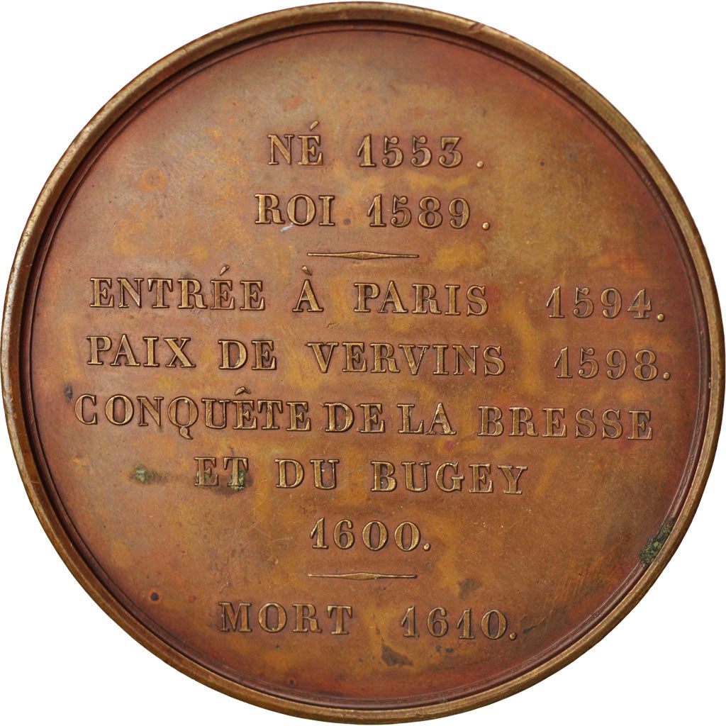 France, Medal, Vie d'Henri IIII, History, XIXth Century, Caqué, MS(63), Copper