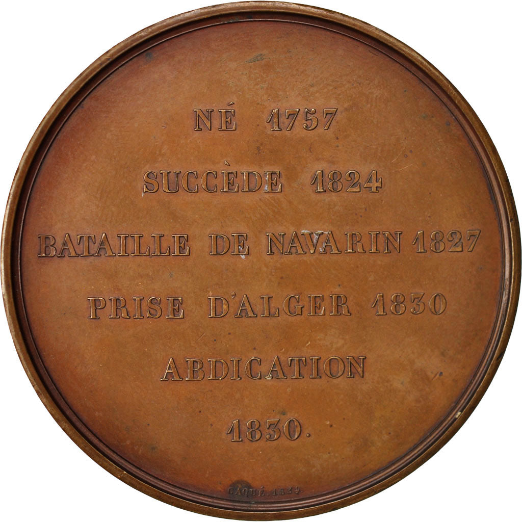 France, Medal, Charles X, History, XIXth Century, Caqué, MS(63), Copper