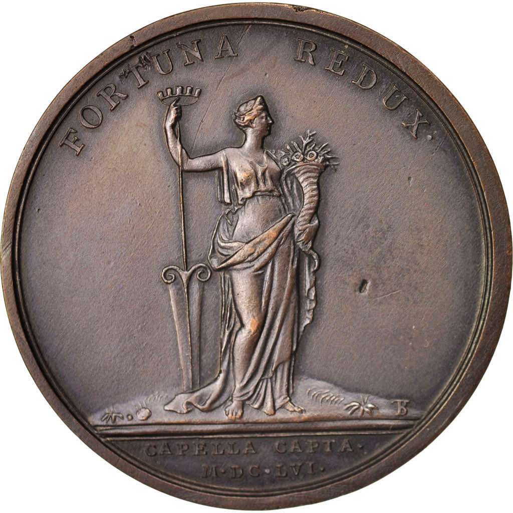 France, Medal, Prise de Capelle, Louis XIV, History, 1656, Mauger, TTB+, Bronze