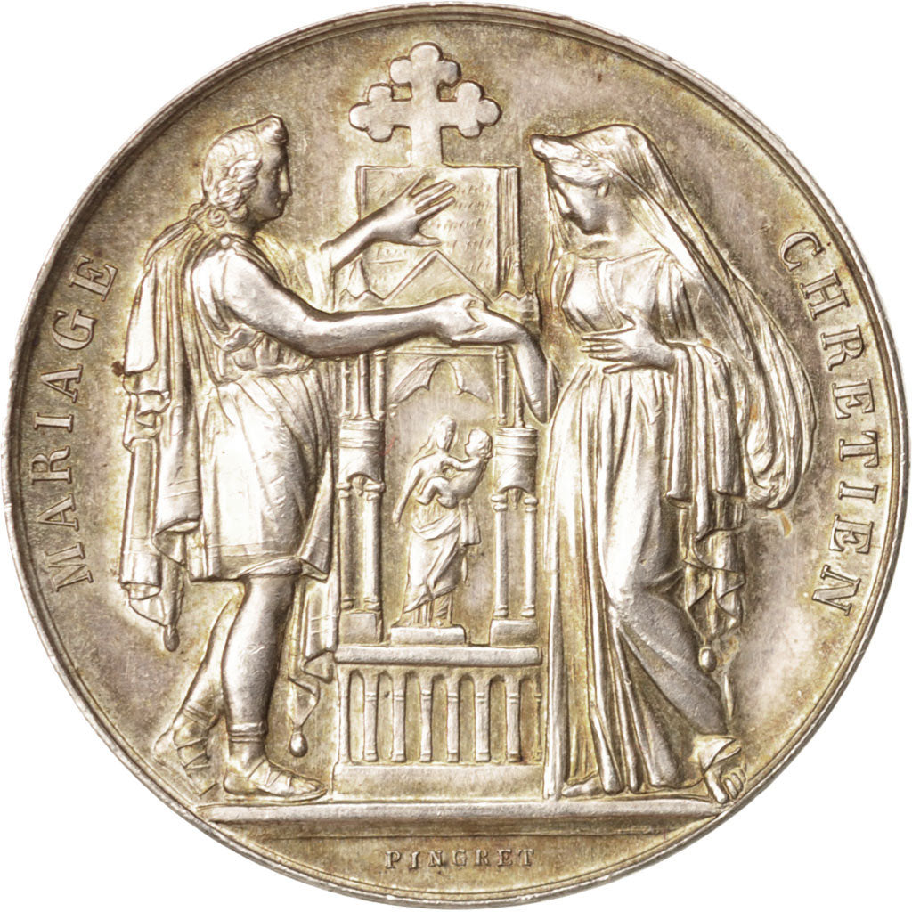 Francja, Medal, Médaille de mariage, Religie i wierzenia, 1902, MS(63), Srebro