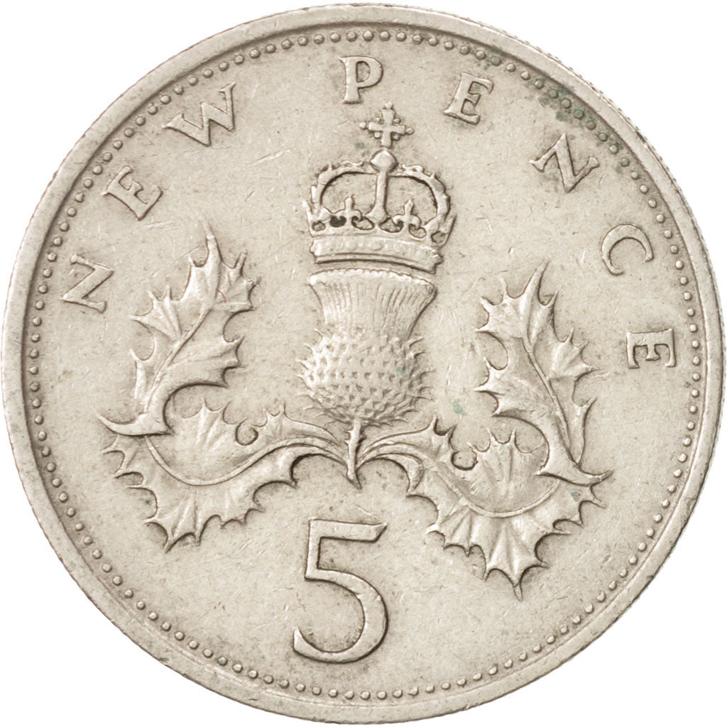Coin, Great Britain, Elizabeth II, 5 New Pence, 1969, EF(40-45), Copper-nickel