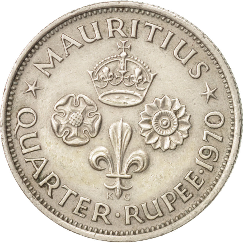 Mauritius, Elizabeth II, 1/4 Rupee, 1970, EF(40-45), Copper-nickel, KM:36