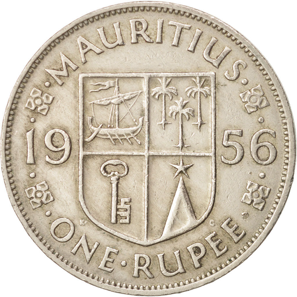 Moneta, Mauritius, Elizabeth II, Rupee, 1956, BB, Rame-nichel, KM:35.1