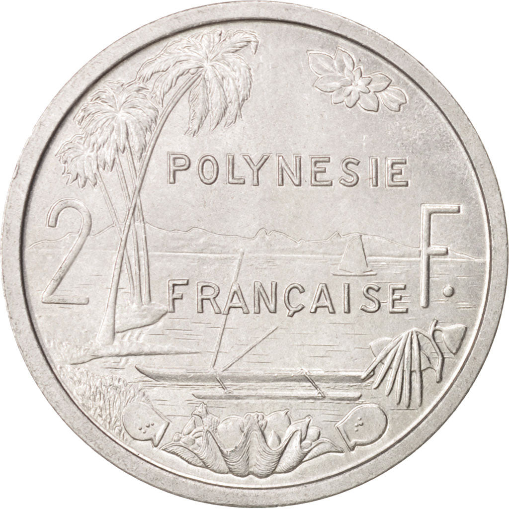 Coin, French Polynesia, 2 Francs, 1979, Paris, AU(55-58), Aluminum, KM:10