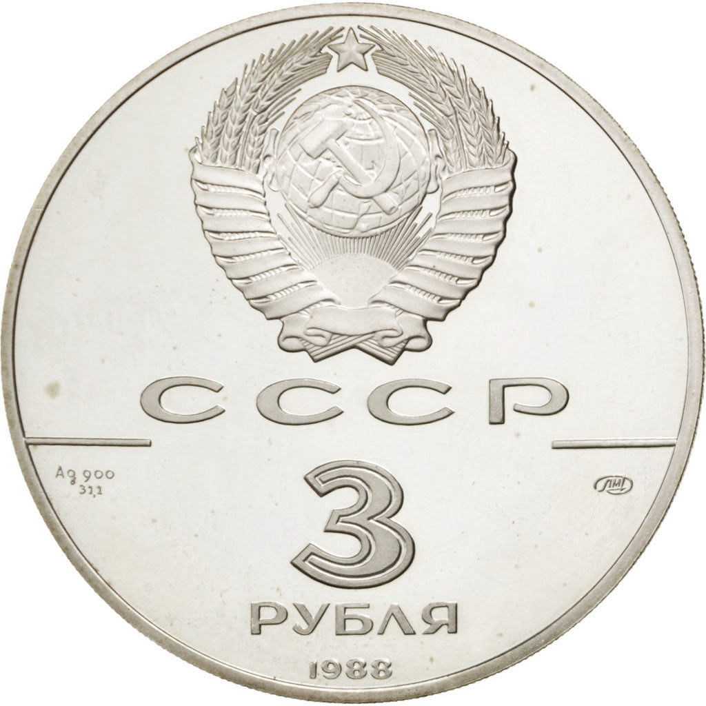 Münze, Russland, 3 Roubles, 1988, Leningrad, UNZ, Silber, KM:211