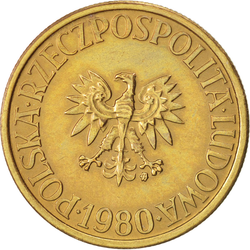 Münze, Polen, 5 Zlotych, 1980, Warsaw, SS+, Messing, KM:81.1