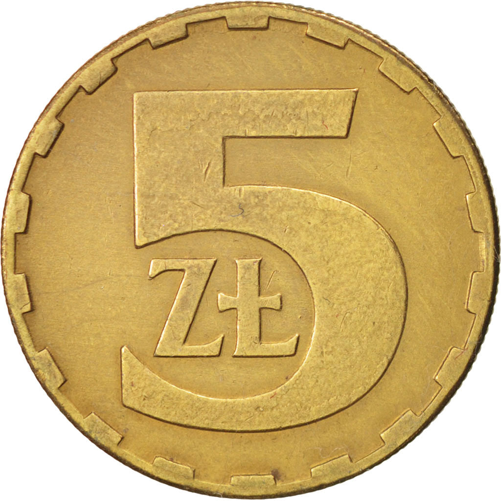 Münze, Polen, 5 Zlotych, 1980, Warsaw, SS+, Messing, KM:81.1