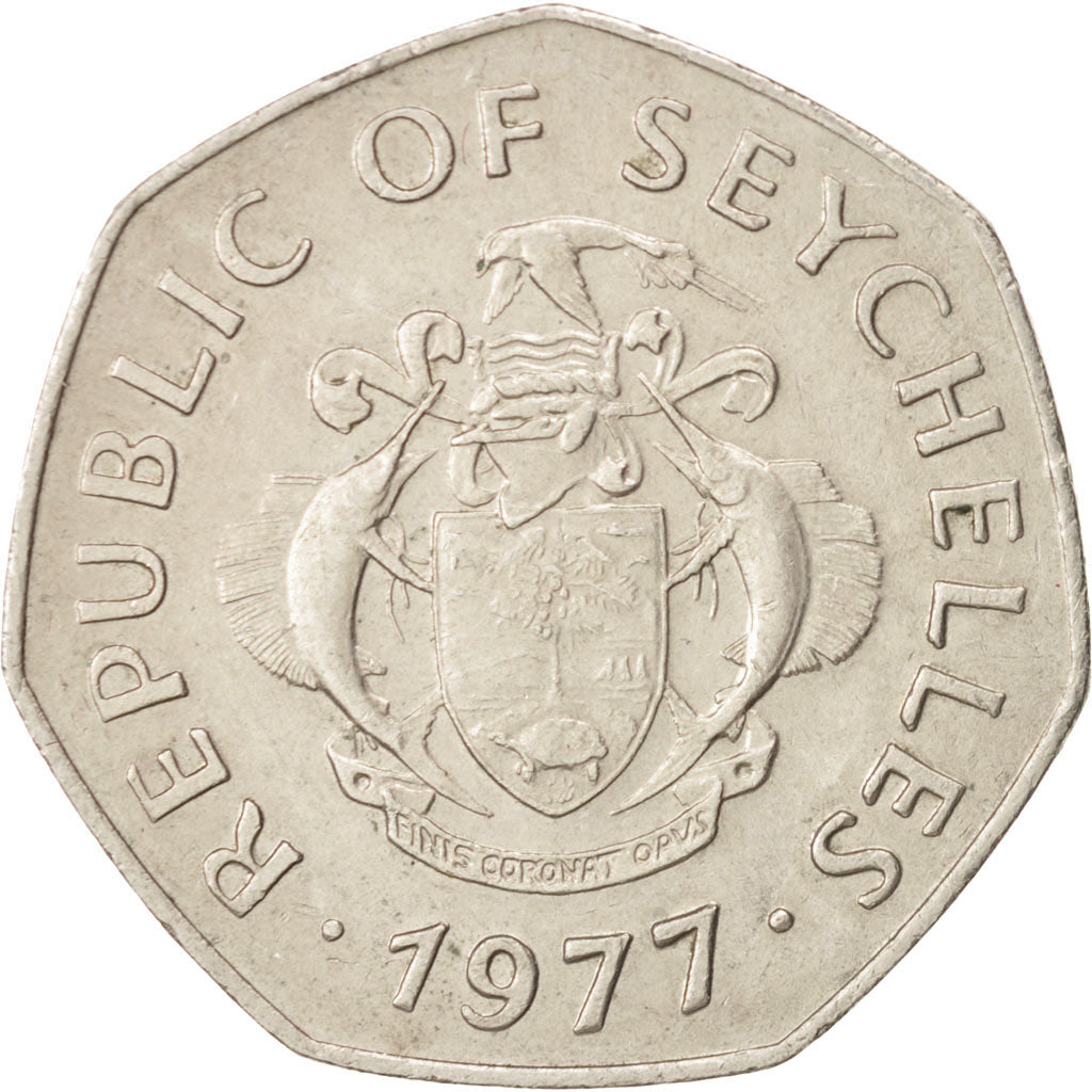 Seychelles, 5 Rupees, 1977, British Royal Mint, AU(50-53), Copper-nickel, KM:36