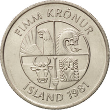 Islanda, 5 Kronur, 1981, SPL, Rame-nichel, KM:28