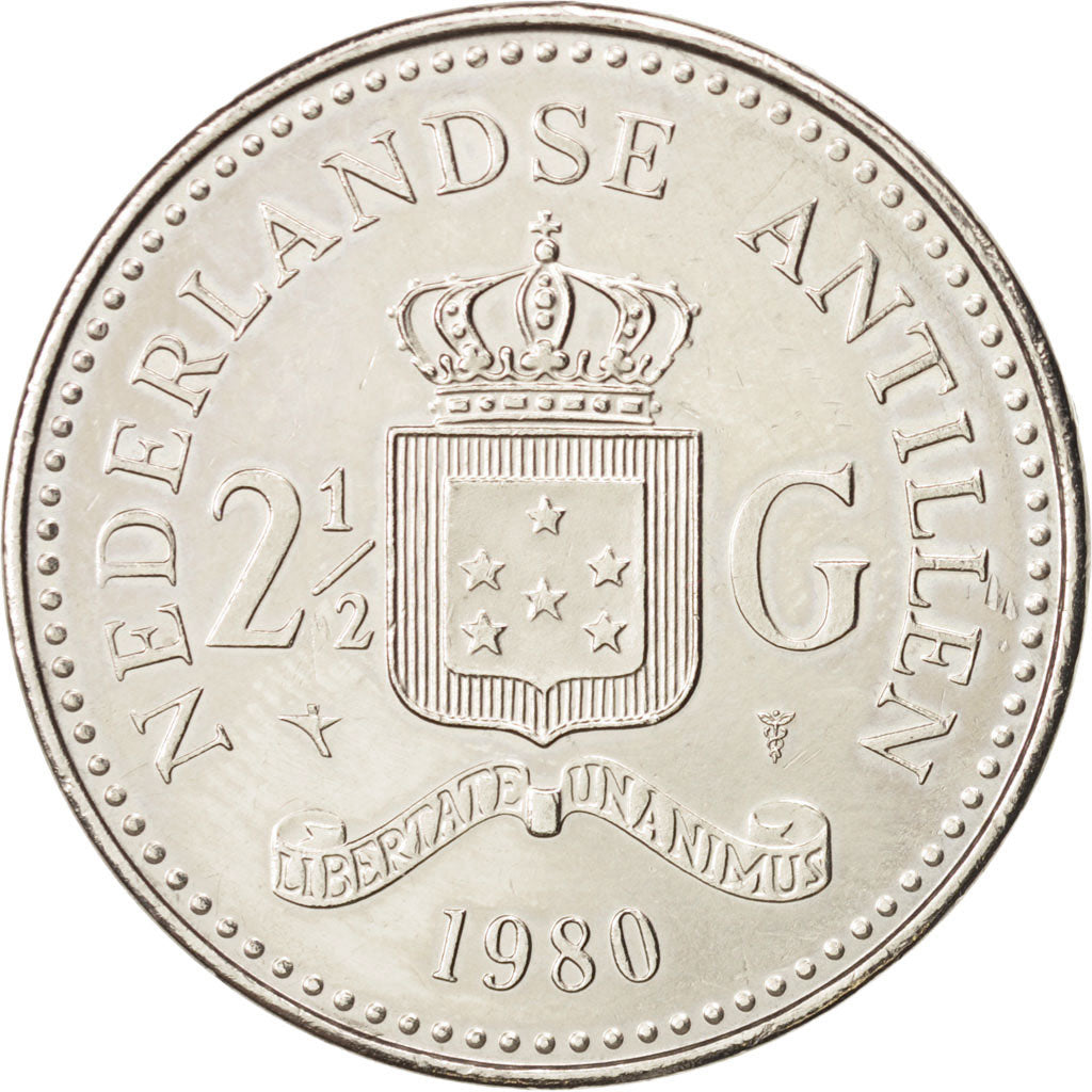 Antille olandesi, Juliana, 2-1/2 Gulden, 1980, SPL-, Nichel, KM:19