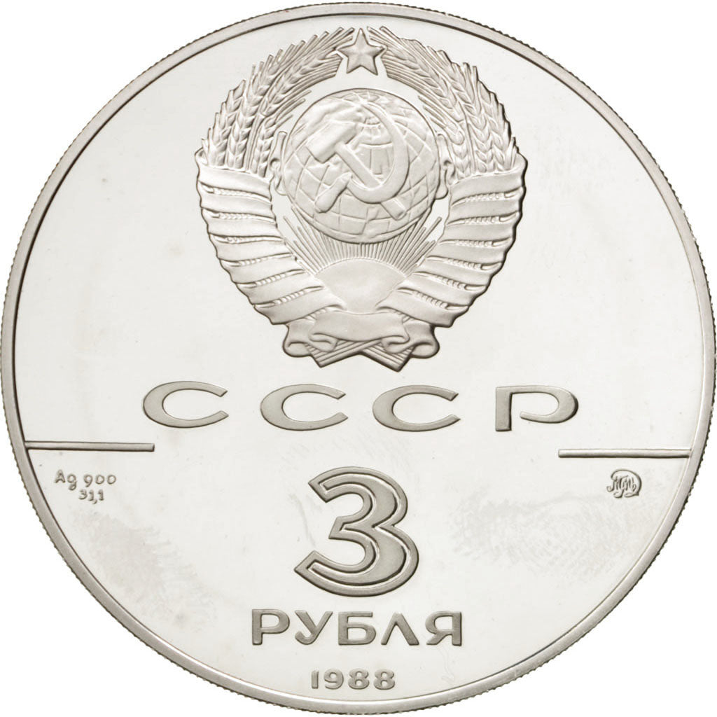 Münze, Russland, 3 Roubles, 1988, Moscow, STGL, Silber, KM:210