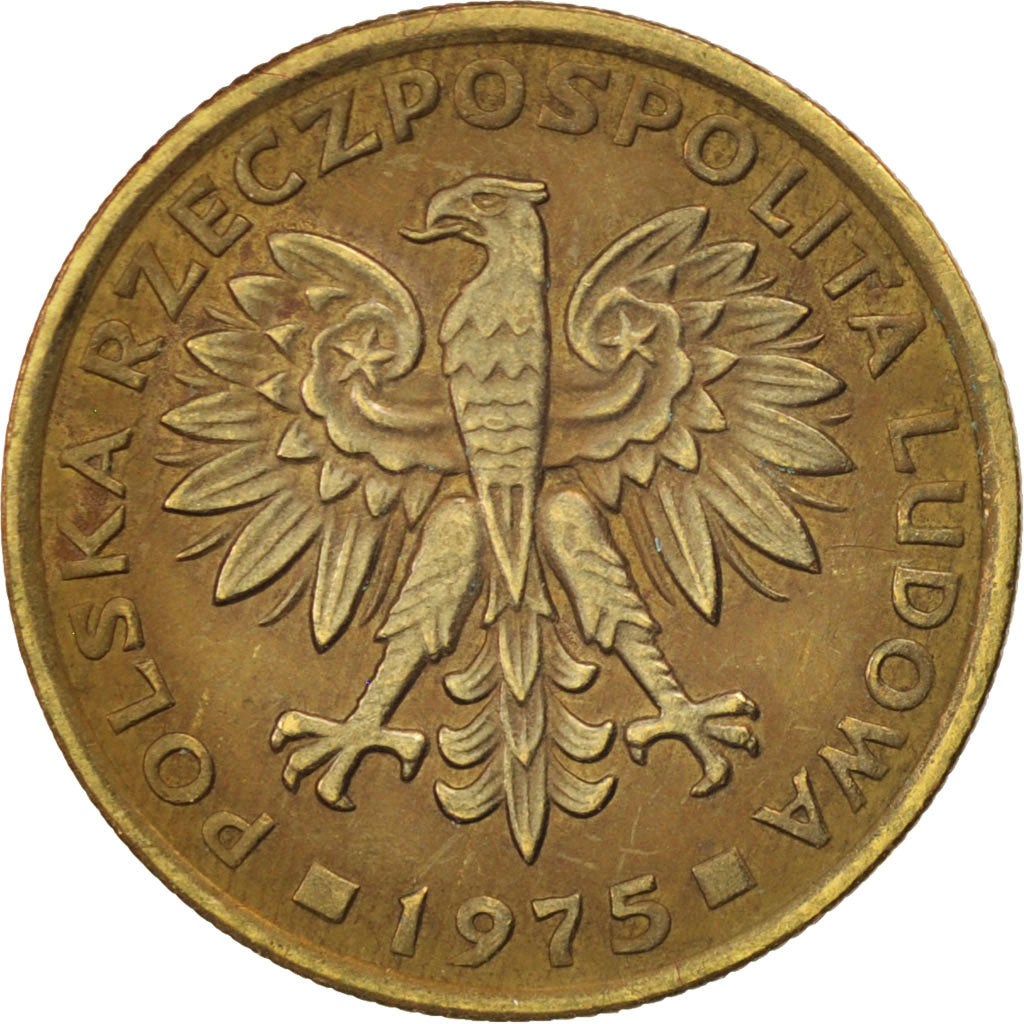 Moneda, Polonia, 2 Zlote, 1975, Warsaw, MBC, Latón, KM:80.1