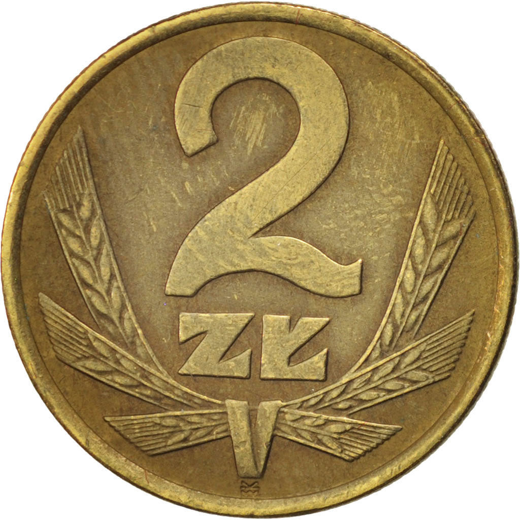 Moneda, Polonia, 2 Zlote, 1975, Warsaw, MBC, Latón, KM:80.1