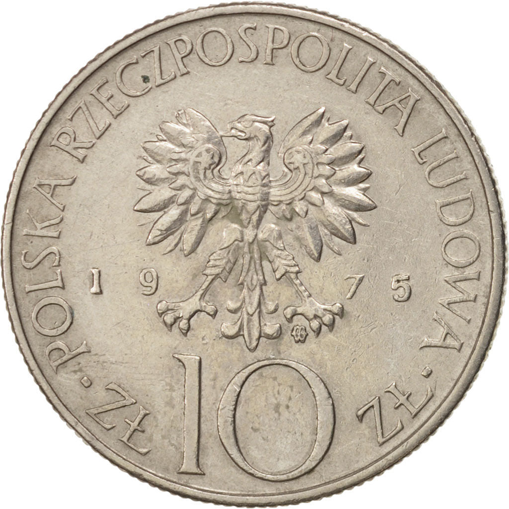 Moneta, Polonia, 10 Zlotych, 1975, Warsaw, BB+, Rame-nichel, KM:74