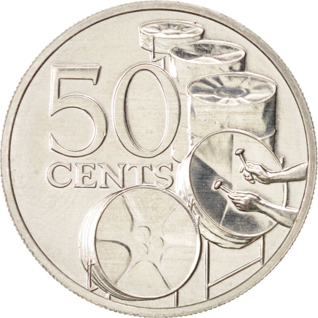 TRINIDAD & TOBAGO, 50 Cents, 1980, AU(55-58), Copper-nickel, KM:33