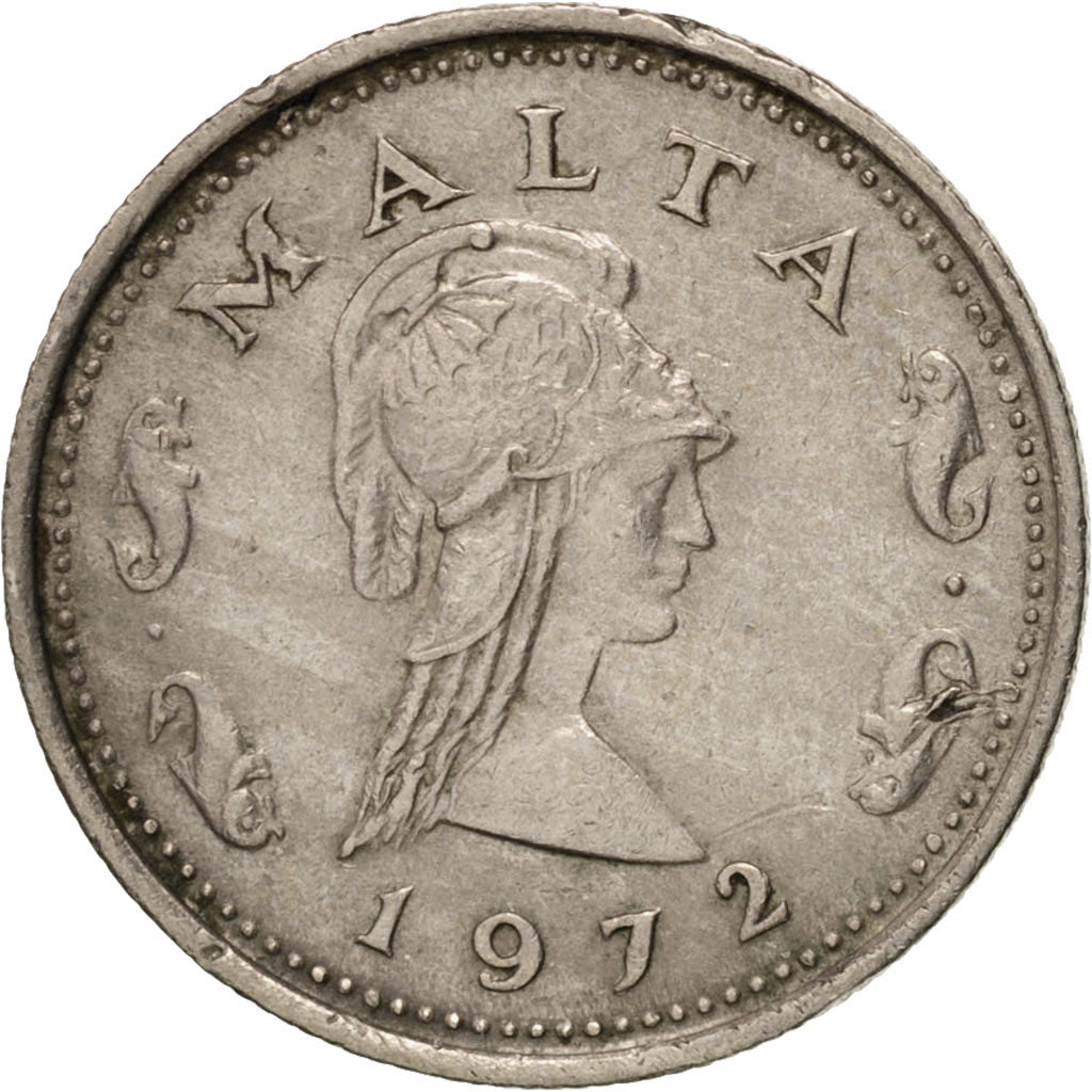 Moneta, Malta, 2 Cents, 1972, British Royal Mint, BB, Rame-nichel, KM:9