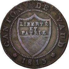 Coin, SWISS CANTONS, VAUD, 1/2 Batzen-5 Rappen, 1813, EF(40-45), Billon, KM:6