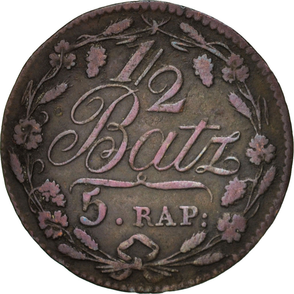 Coin, SWISS CANTONS, VAUD, 1/2 Batzen-5 Rappen, 1813, EF(40-45), Billon, KM:6