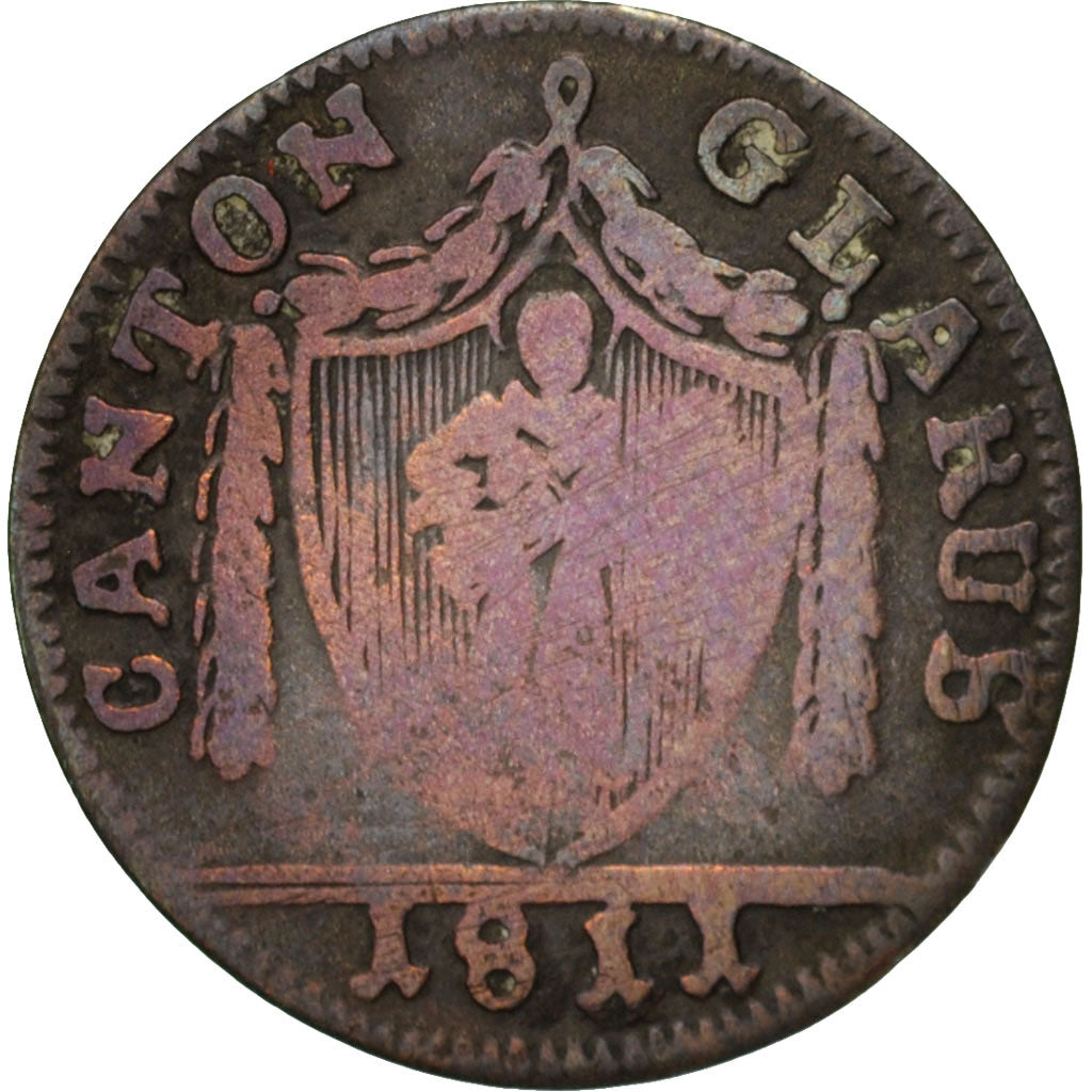 SWISS CANTONS, GLARUS, Schilling, 1811, F(12-15), Billon, KM:13