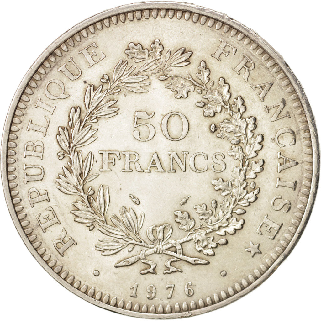 Coin, France, Hercule, 50 Francs, 1976, Paris, MS(60-62), Silver, KM:941.1