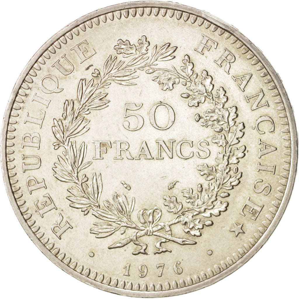Coin, France, Hercule, 50 Francs, 1976, Paris, AU(55-58), Silver, KM:941.1