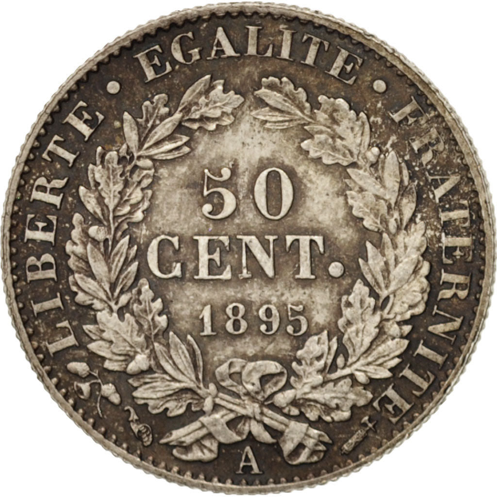 Coin, France, Cérès, 50 Centimes, 1895, Paris, MS(63), Silver, KM:834.1
