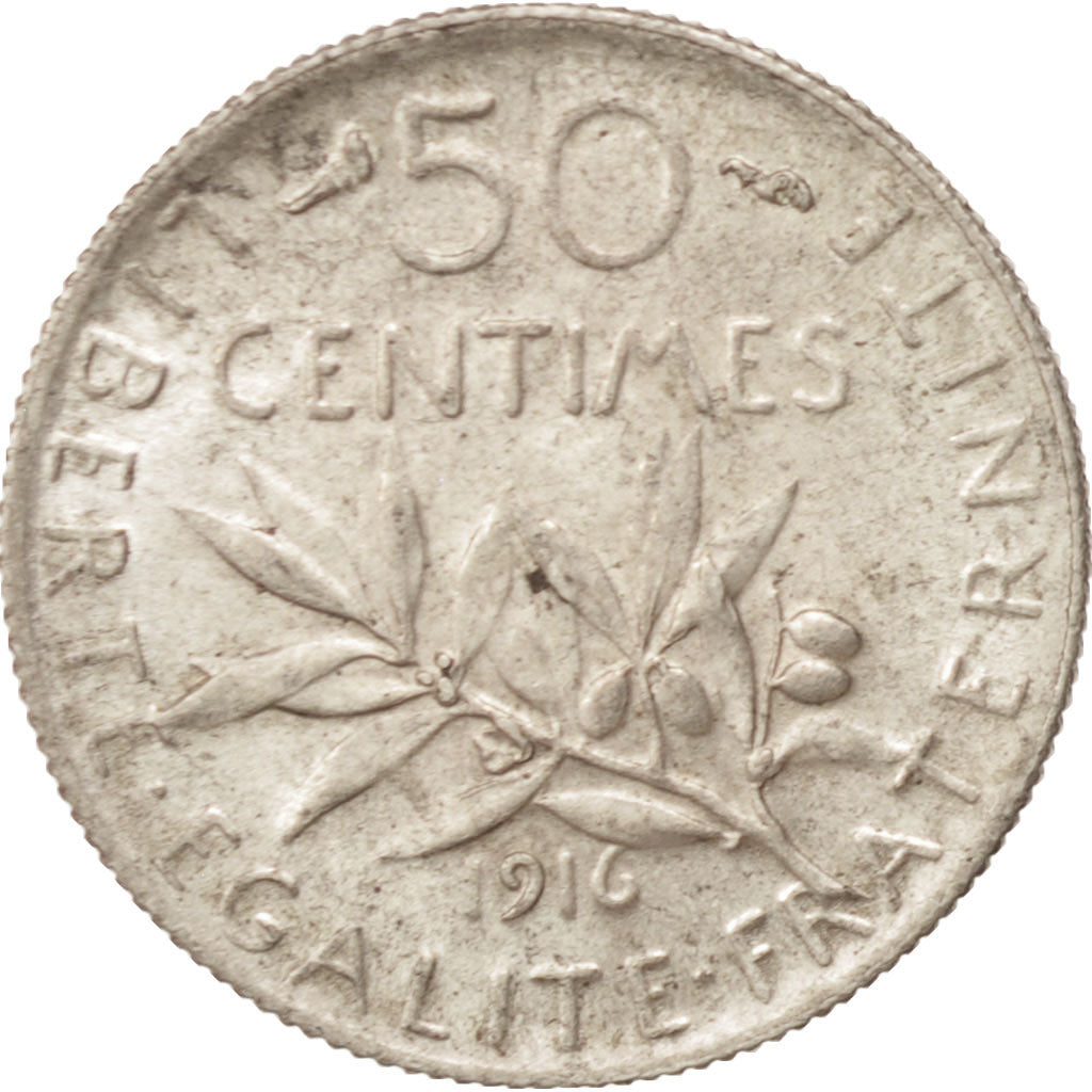 Monnaie, France, Semeuse, 50 Centimes, 1916, Paris, SUP+, Argent, KM:854