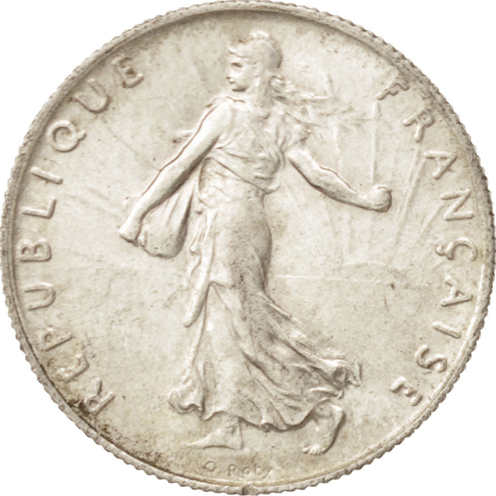 France, Semeuse, 50 Centimes, 1918, Paris, MS(63), Silver, KM:854, Gadoury:420