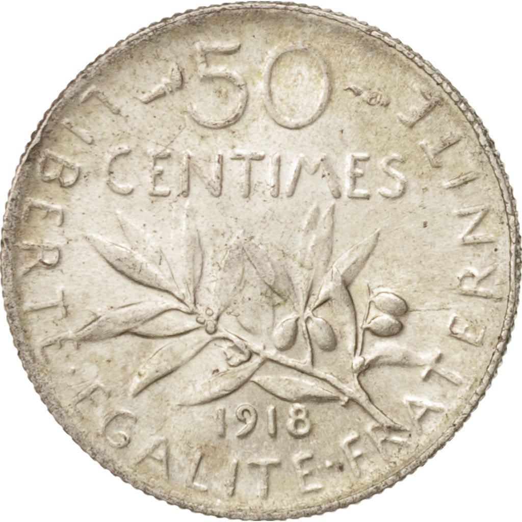 Münze, Frankreich, Semeuse, 50 Centimes, 1918, Paris, UNZ, Silber, KM:854