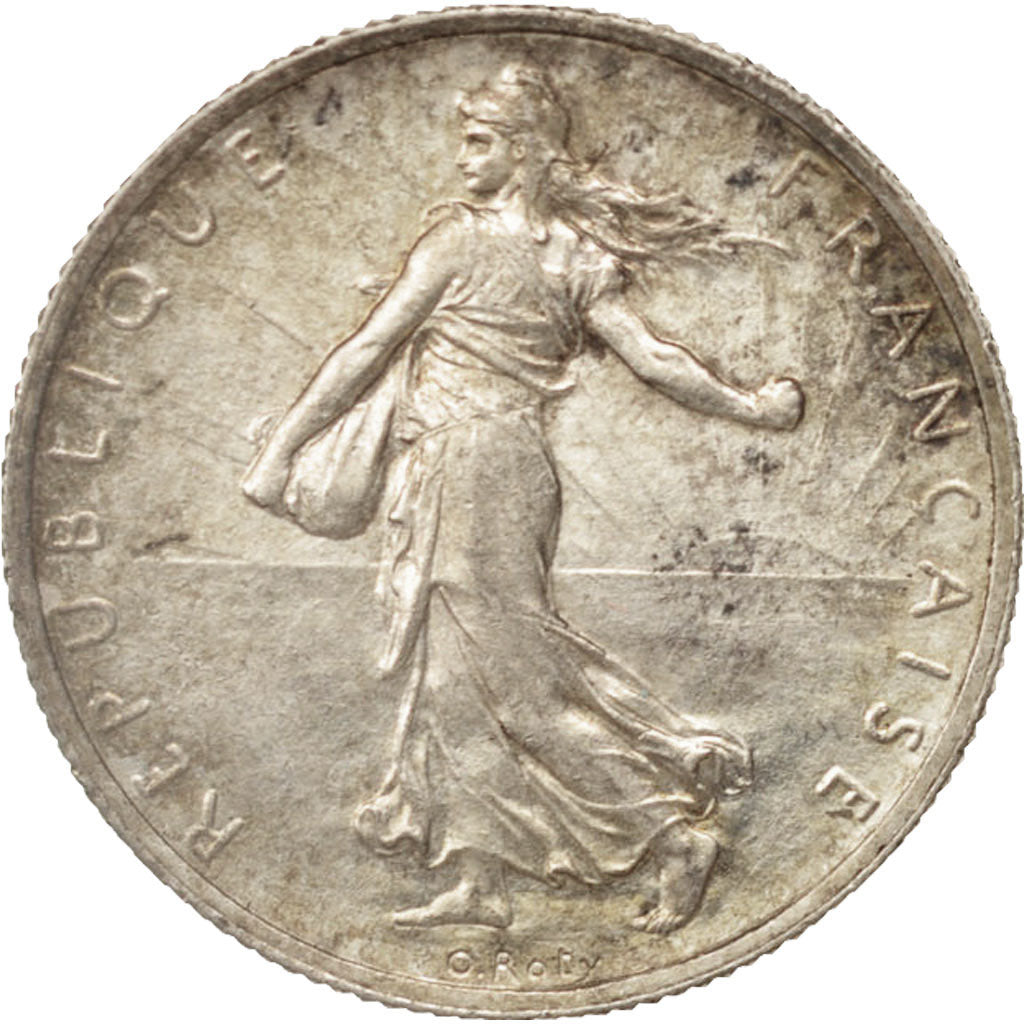 France, Semeuse, 2 Francs, 1916, Paris, AU(55-58), Silver, KM:845.1, Gadoury:532