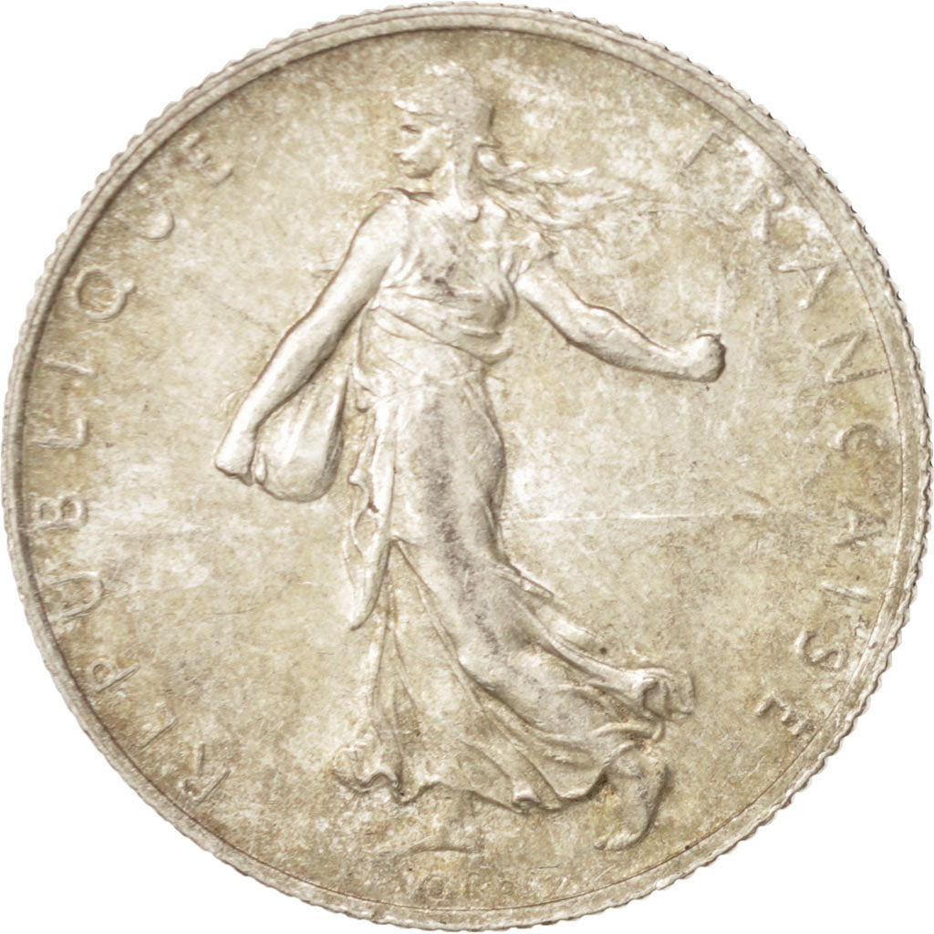 France, Semeuse, 2 Francs, 1916, Paris, MS(60-62), Silver, KM:845.1, Gadoury:532