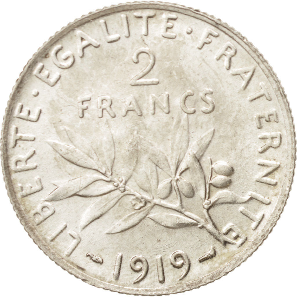 Coin, France, Semeuse, 2 Francs, 1919, Paris, MS(60-62), Silver, KM:845.1
