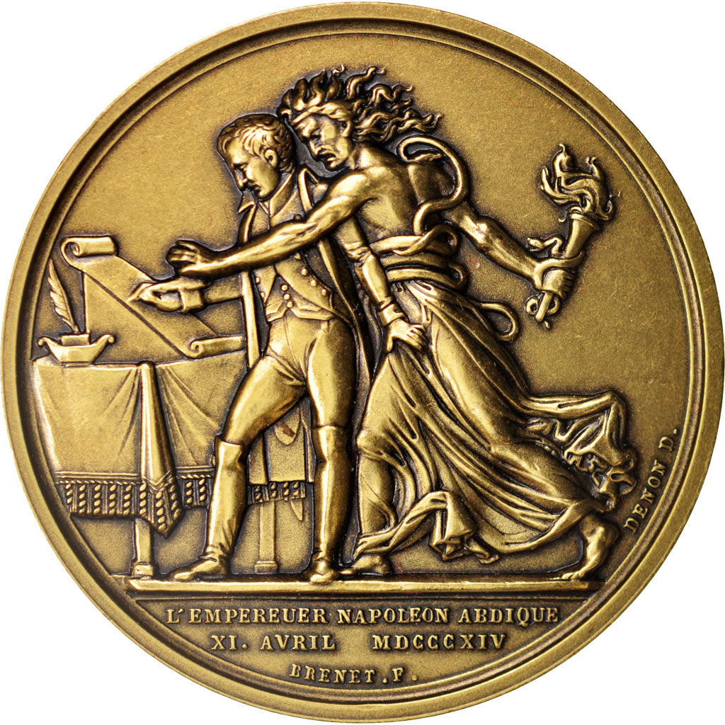 France, Medal, Abdication de Napoléon, First French Empire, History, MS(65-70)