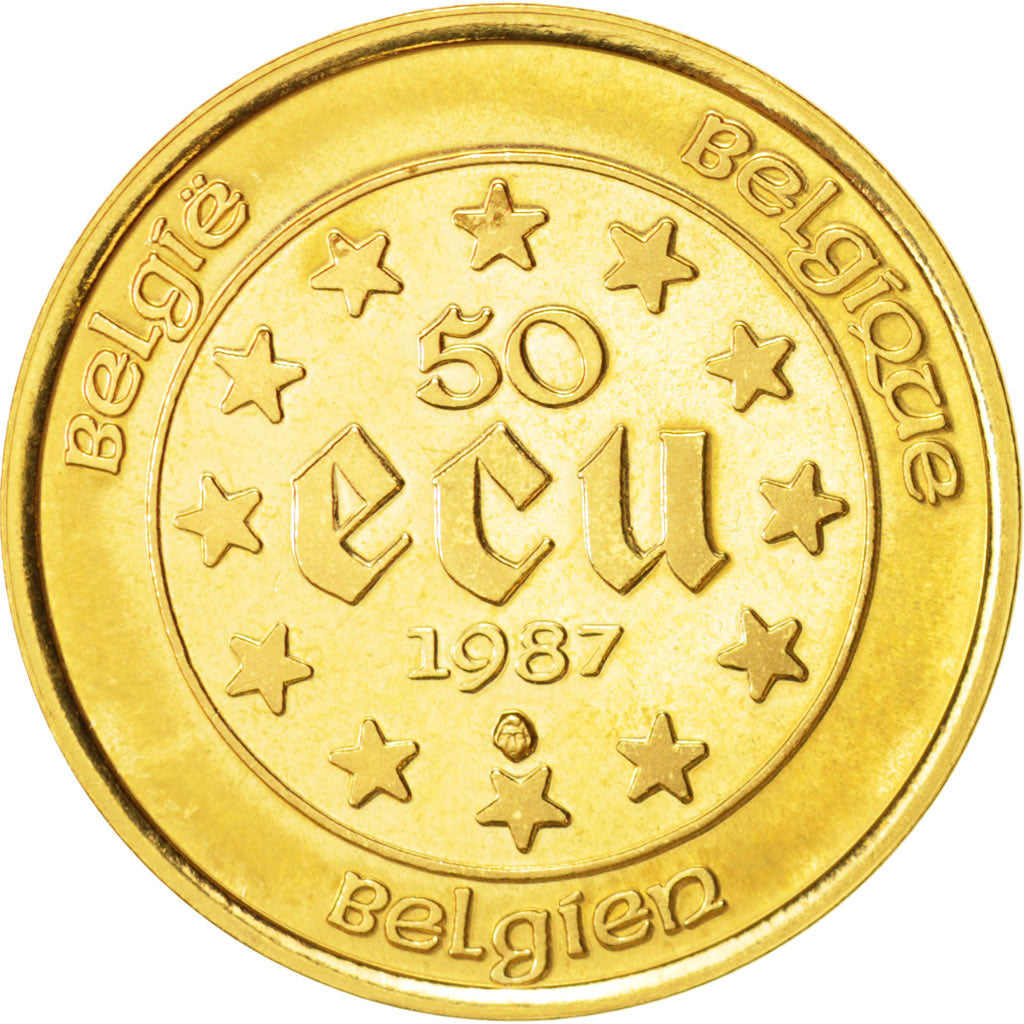 Coin, Belgium, Baudouin I, 50 Ecu, 1987, MS(65-70), Gold, KM:167