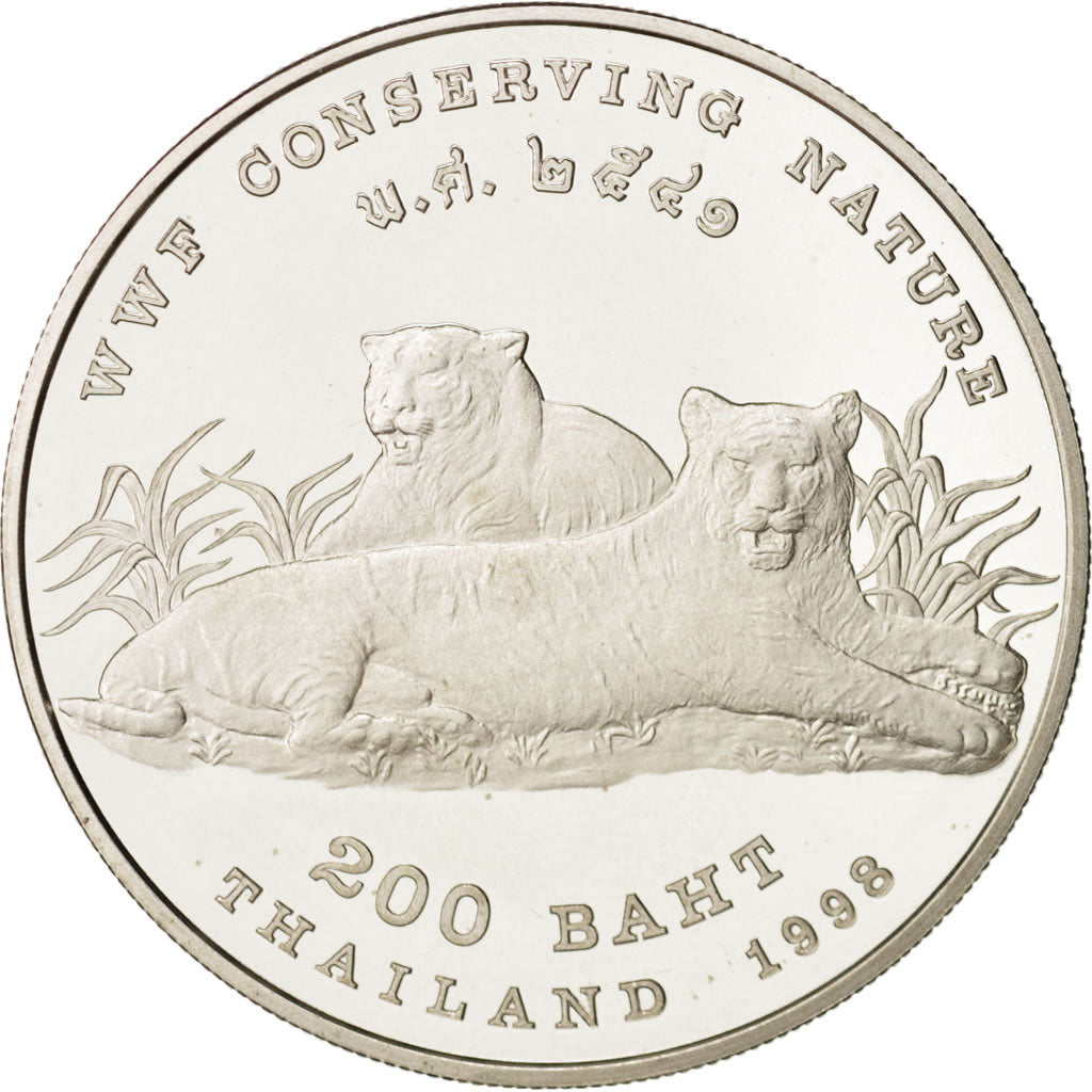 Thailand, Rama IX, 200 Baht, 1998, Bangkok, MS(65-70), Silver, KM:360