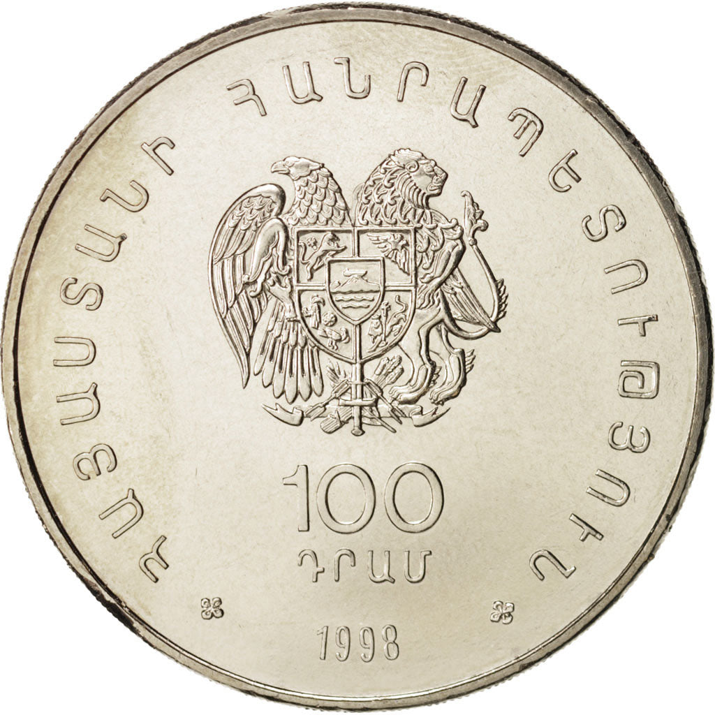 Armenia, 100 Dram, 1998, British Royal Mint, MS(65-70), Copper-nickel, KM:78