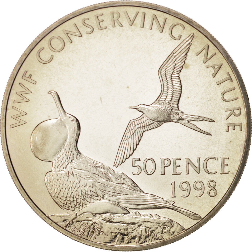 Ascension Island, 50 Pence, 1998, MS(65-70), Copper-nickel, KM:9