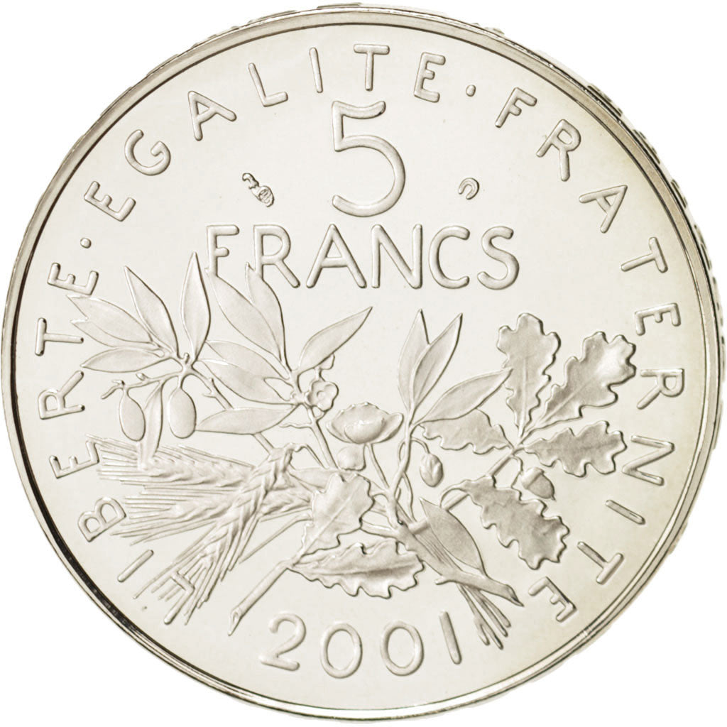 Coin, France, 5 Francs, 2001, Paris, MS(65-70), Silver, KM:1309